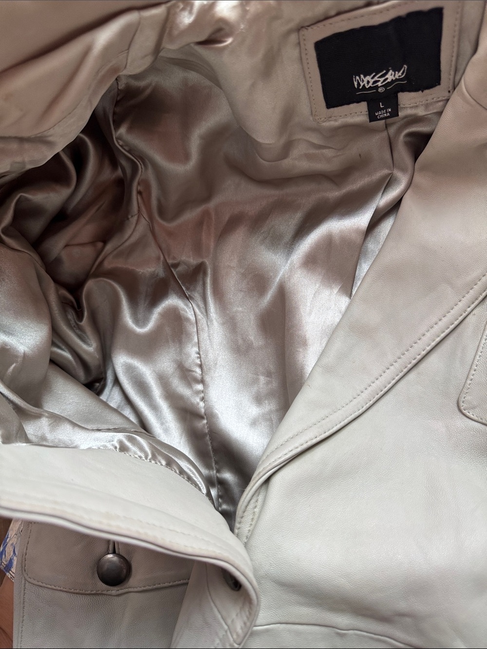 Mossimo Supply Co. Light Cream Leather Blazer Jacket - Picture 11 of 16